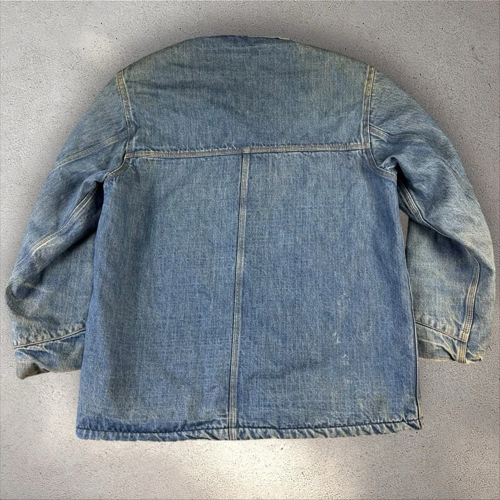 Vintage 70s Carhartt Denim‎ Sherpa Barn Chore Coat Jacket Men's 42 USA - Picture 2 of 8